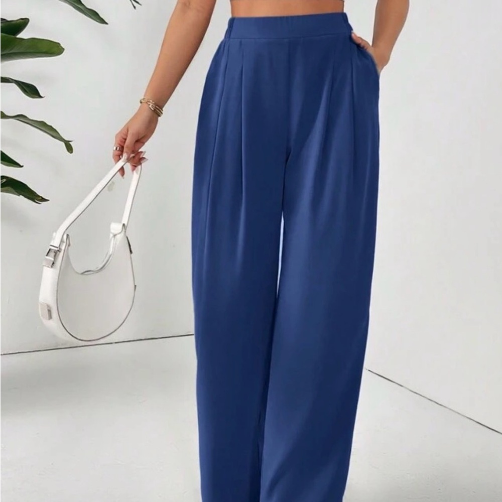 SHEIN Classic Navy Wide-Leg Pants